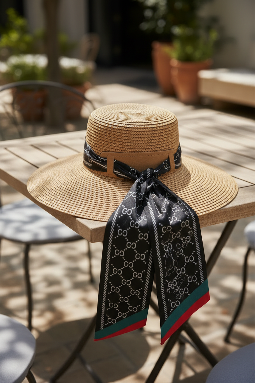 Fashion Hat w/ Black Scarf