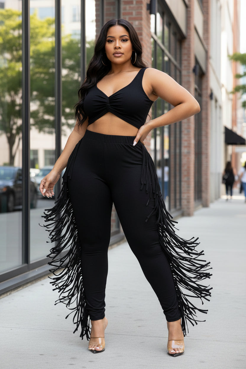 Fringe Leg Fitted Pants (Plus) ONLINE WOMENS CLOTHING BOUTIQUE, WOMENS ONLINE BOUTIQUE NEAR ME