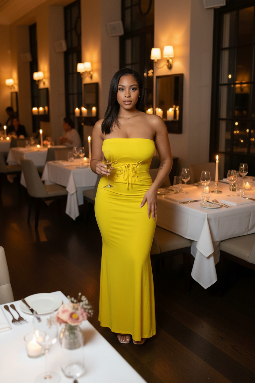 Woman in a yellow dress
