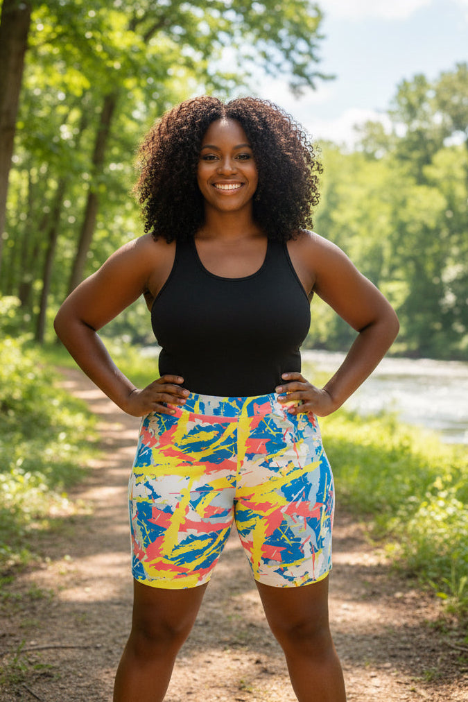 Splash Pop Active Biker Shorts