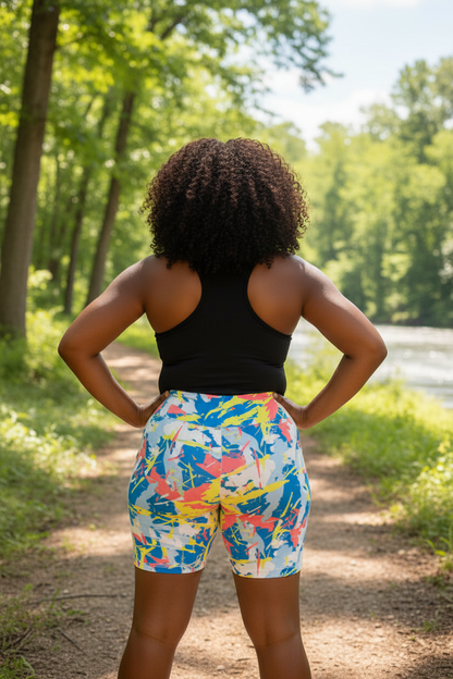 Splash Pop Active Biker Shorts