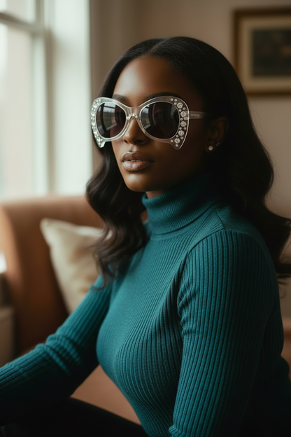 Luxe Crystal Oversized Butterfly Sunglasses