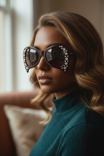 Luxe Crystal Oversized Butterfly Sunglasses