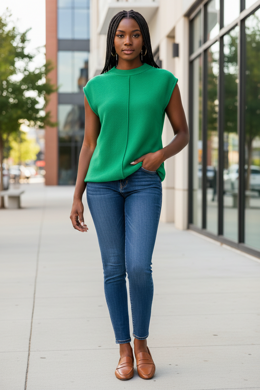 Zenana Center Seam Sleeveless Sweater