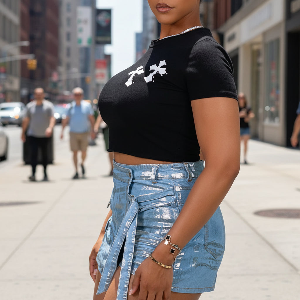 Rhinestone Cross Top