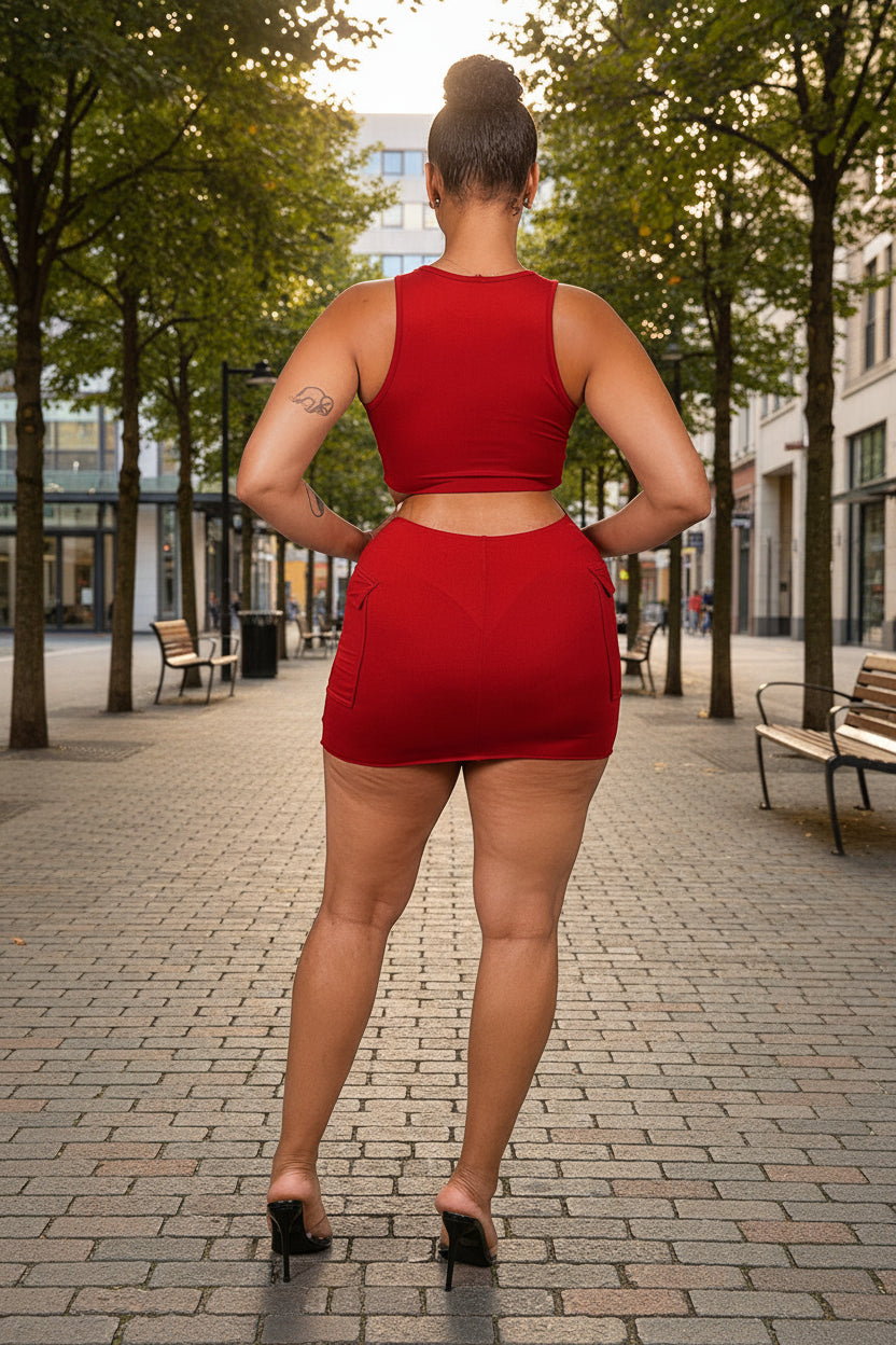 Trendy 2-Piece Cargo Skirt Set