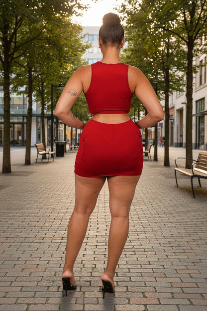 Trendy 2-Piece Cargo Skirt Set