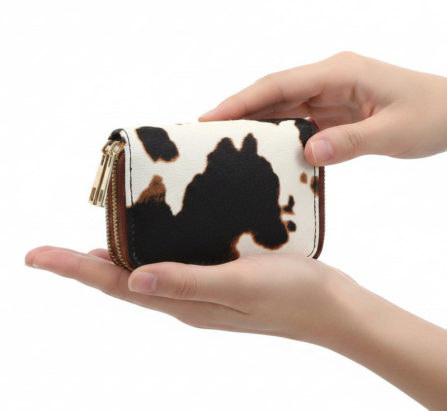 Small Faux Leather Wallet – Double Zipper