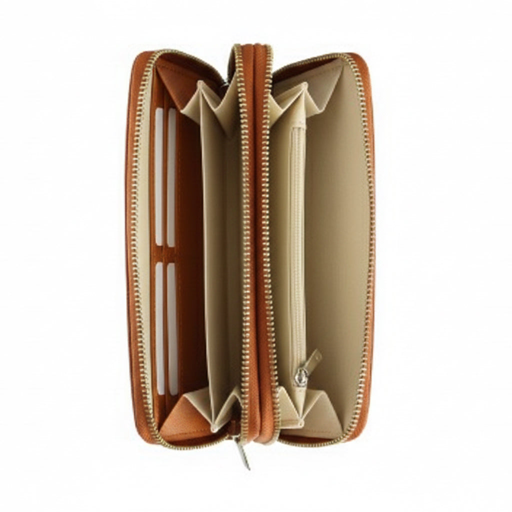 Faux Leather Croc Wallet Wristlet – Dual Zipper